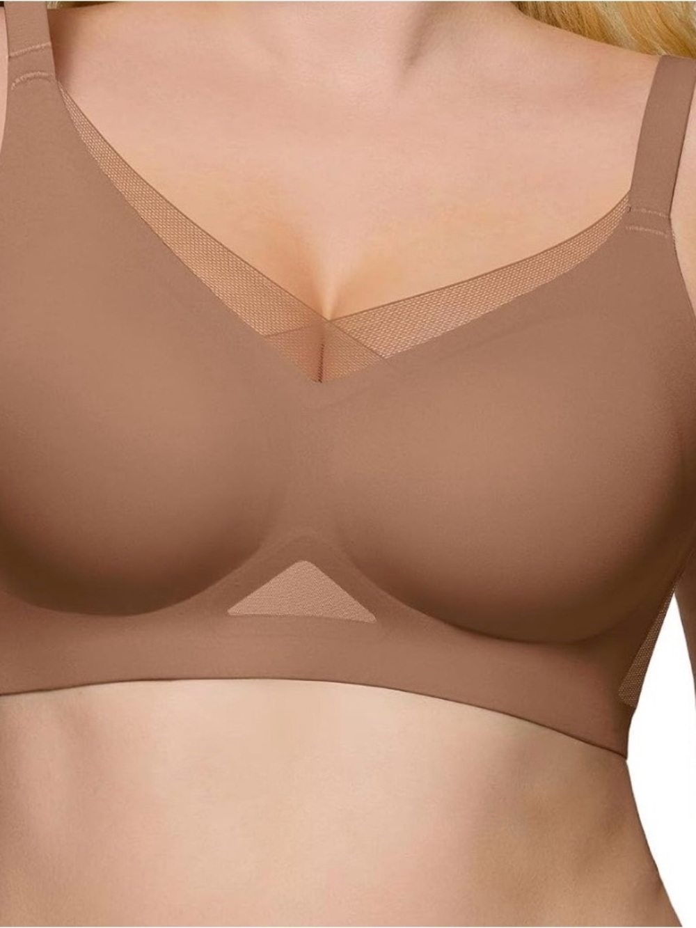 Honeylove Crossover Seamless Sand Brown Wireless Comfort Bra Sz L(38B/C)